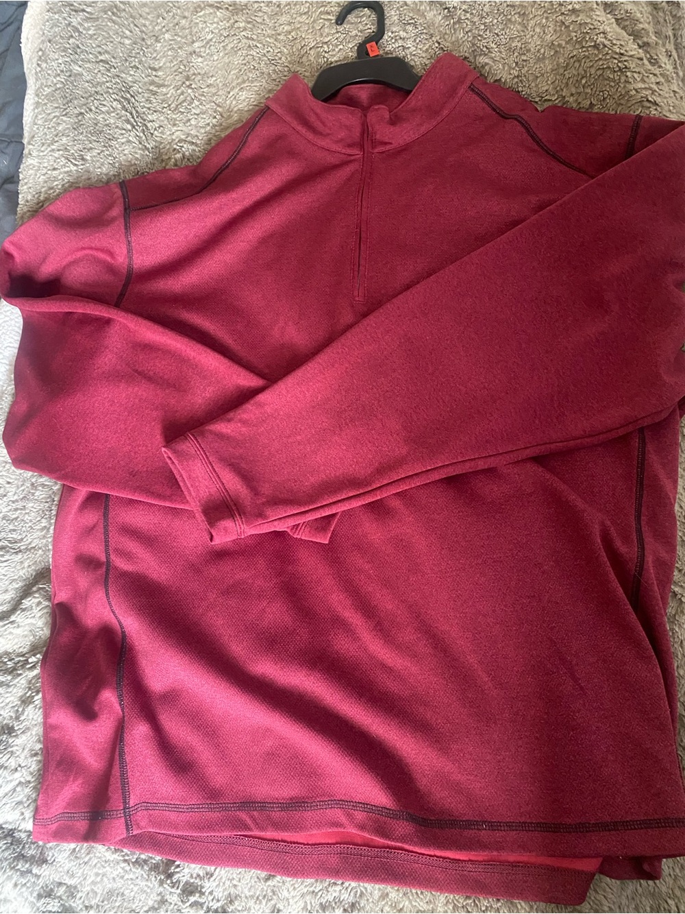 Pebble Beach Men's Turtleneck Half-Zip Sweater in Deep Wine Red